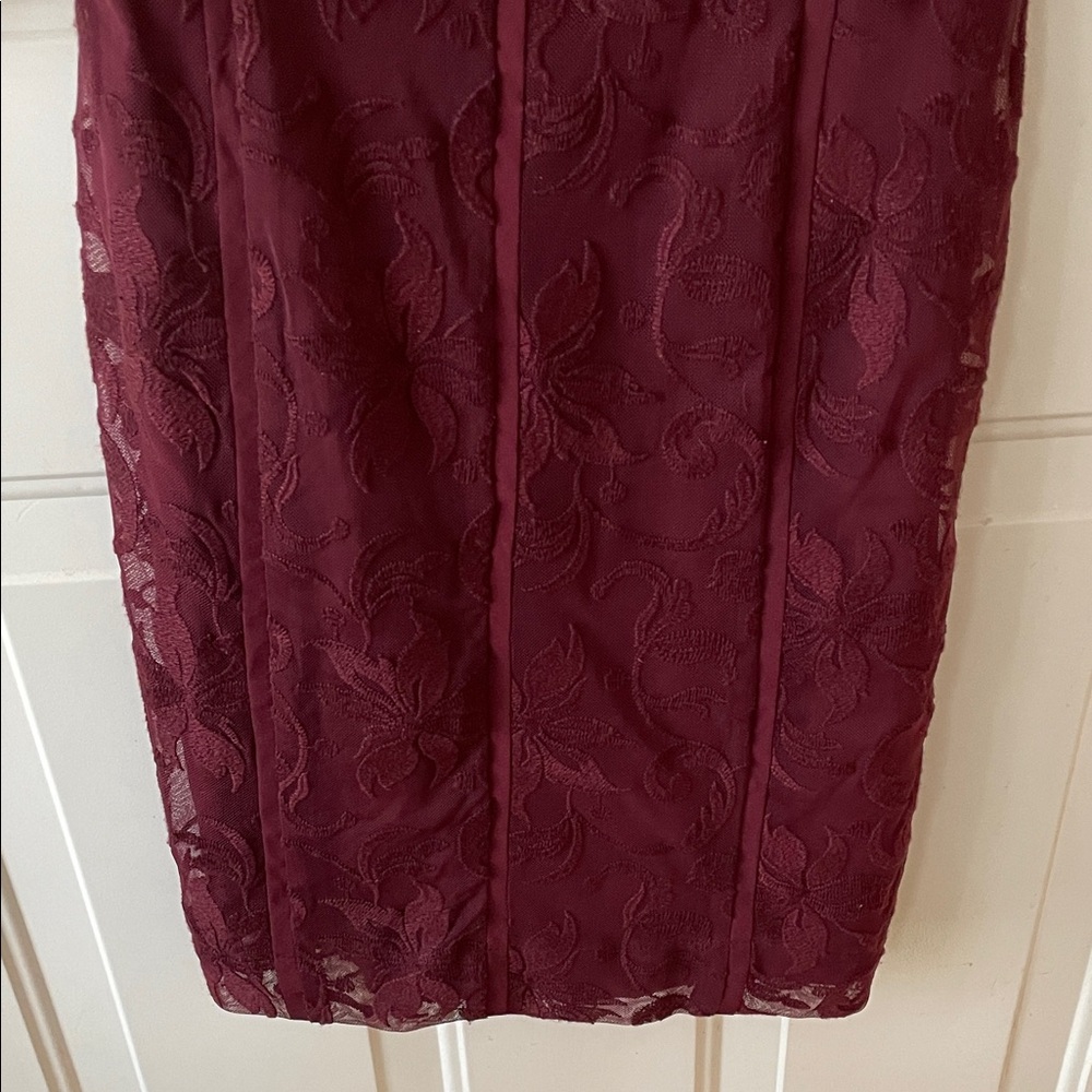 ANTONIO MELANI Deep Red Lace Long Sleeve Dress Size 0 Evening Wedding Guest - Picture 5 of 5